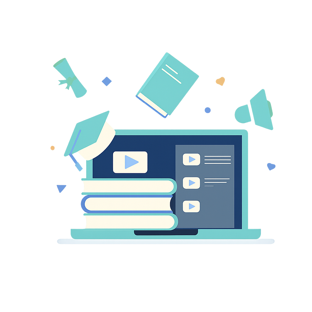 Education illustration with laptop and books